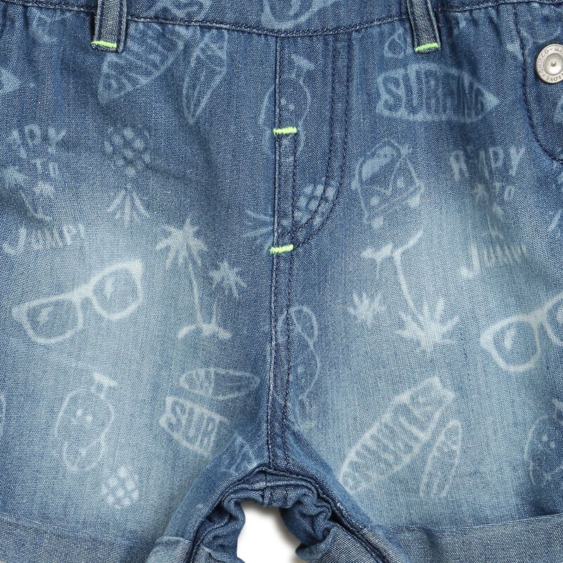 Boys Medium Blue Short Woven Dungaree image number 3